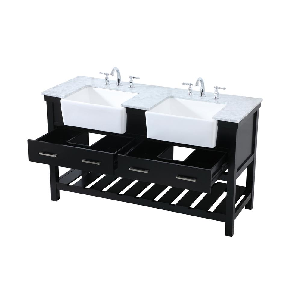 60 inch double bathroom vanity in black. Picture 9