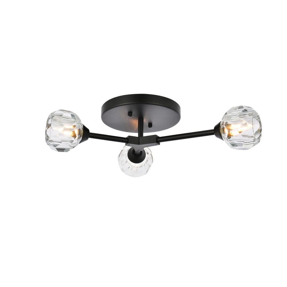 Zayne 3 Light Flush Mount in Black. Picture 1