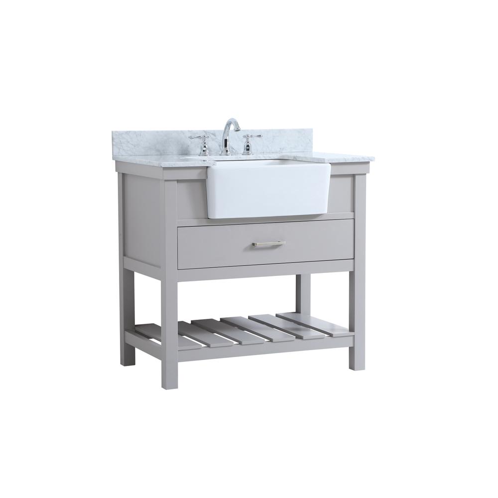 36 inch Single bathroom vanity in grey with backsplash. Picture 7