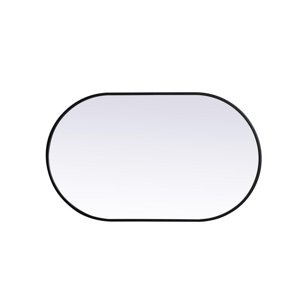 Metal Frame Oval Mirror 24x40 Inch in Black. Picture 8