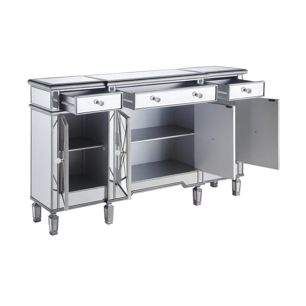 3 Drawer 4 Door Cabinet 60 in. x 14 in. x 36 in. in silver Clear. Picture 5
