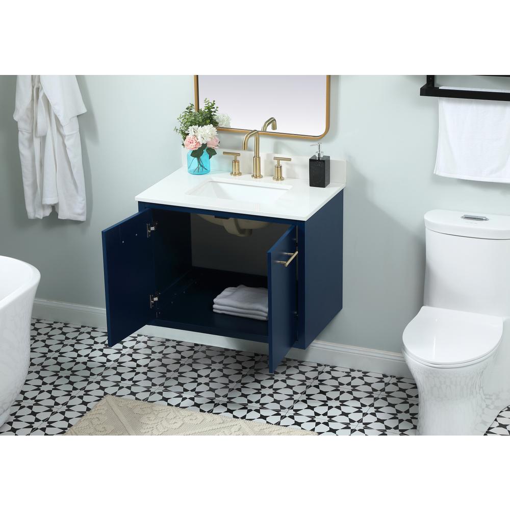30 inch Single bathroom vanity in blue with backsplash. Picture 6