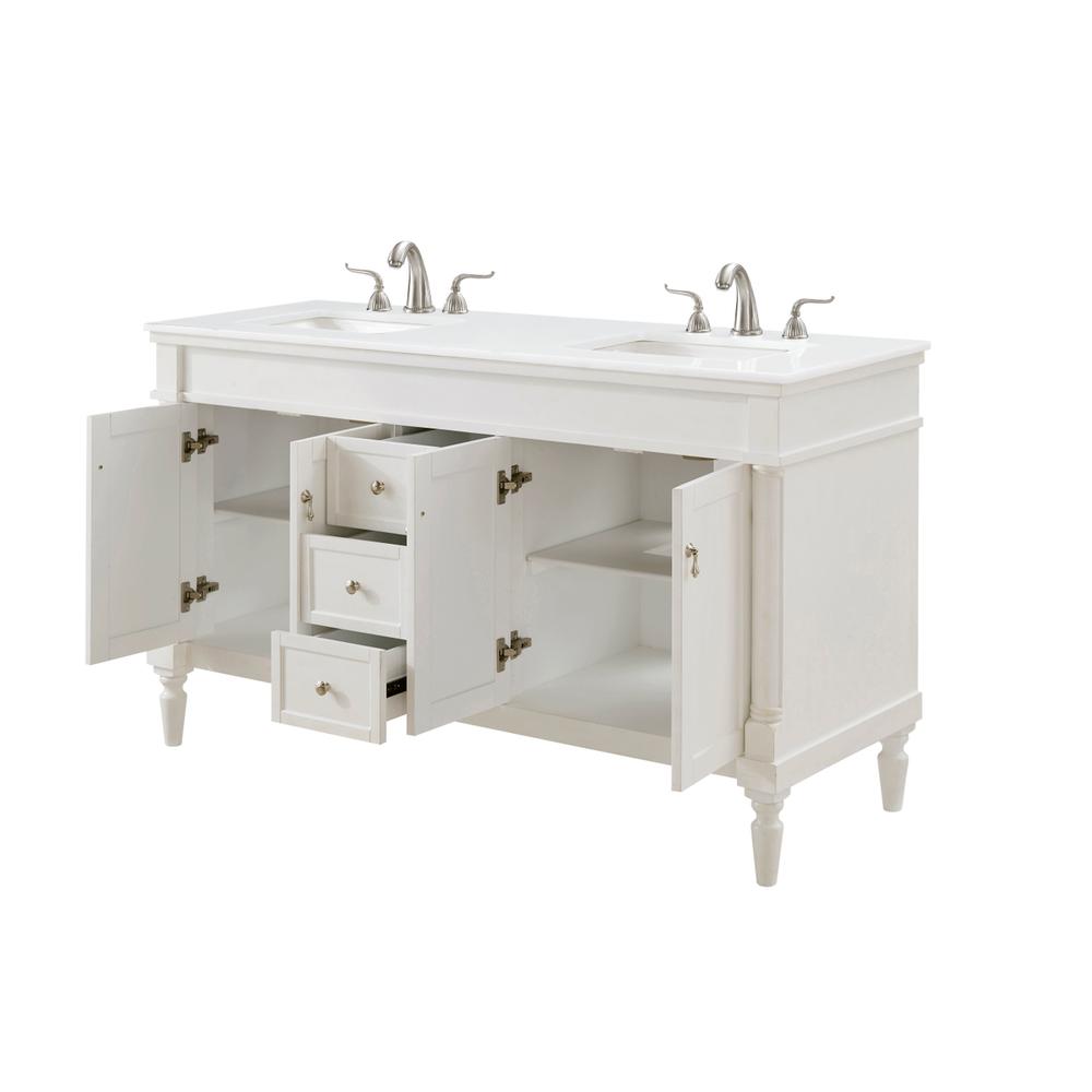 60 inch Single Bathroom vanity in Antique White. Picture 3
