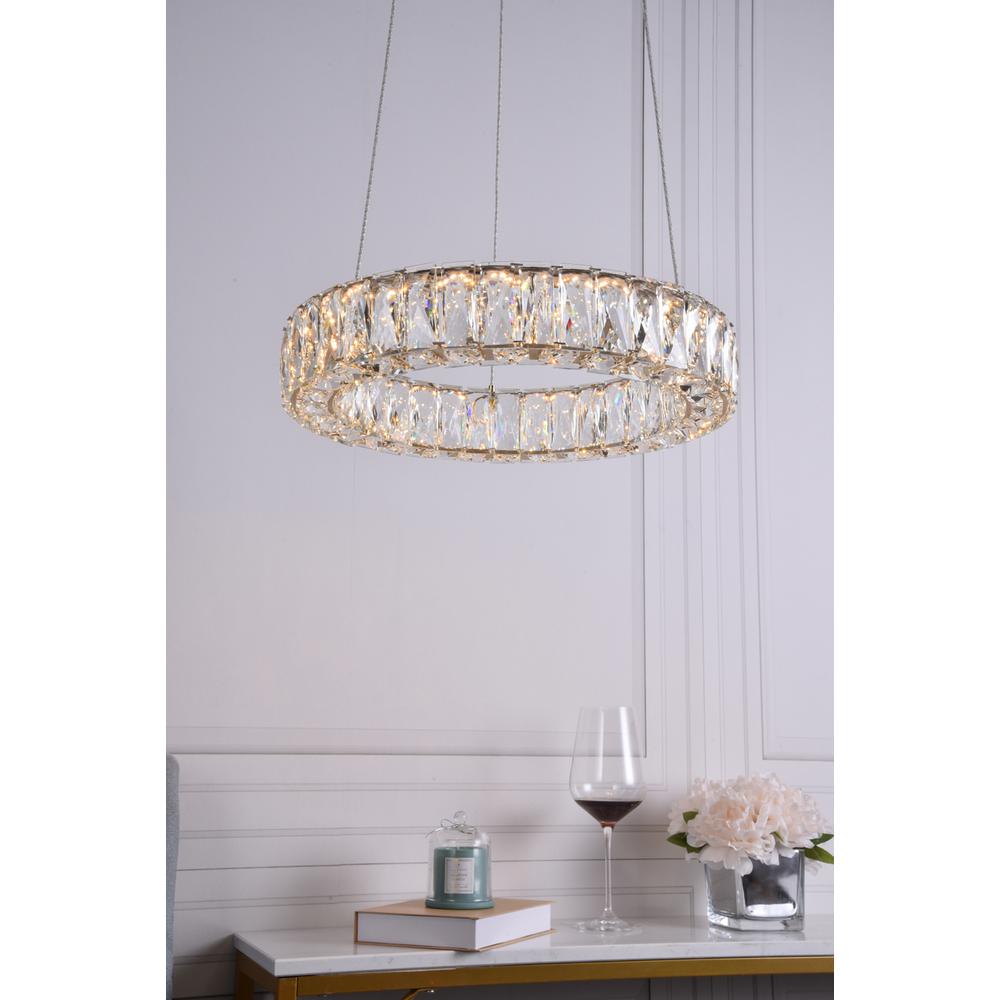 Monroe Integrated LED chip light gold Pendant Clear Royal Cut Crystal. Picture 6
