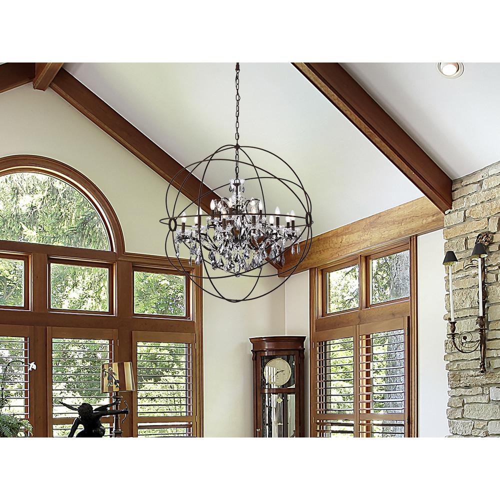 Geneva 18 light Rustic Intent Chandelier Silver Shade (Grey) Royal Cut crystal. Picture 7