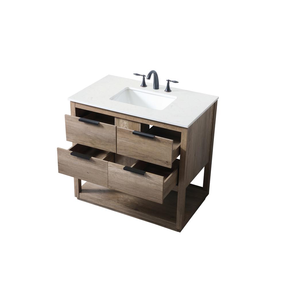 36 Inch SIngle Bathroom Vanity In Natural Oak. Picture 9