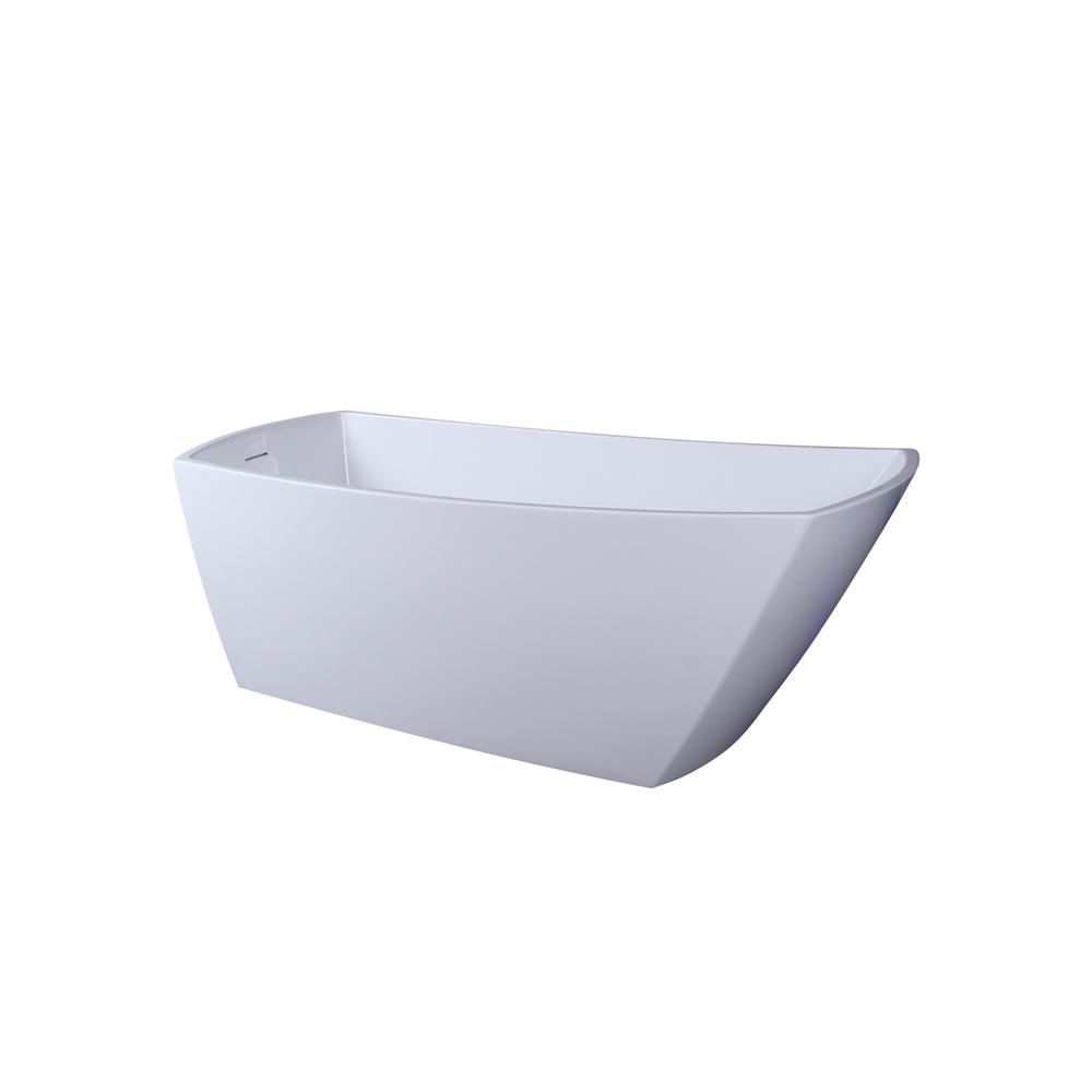67 inch soaking single slipper rectangular bathtub in glossy white. Picture 7