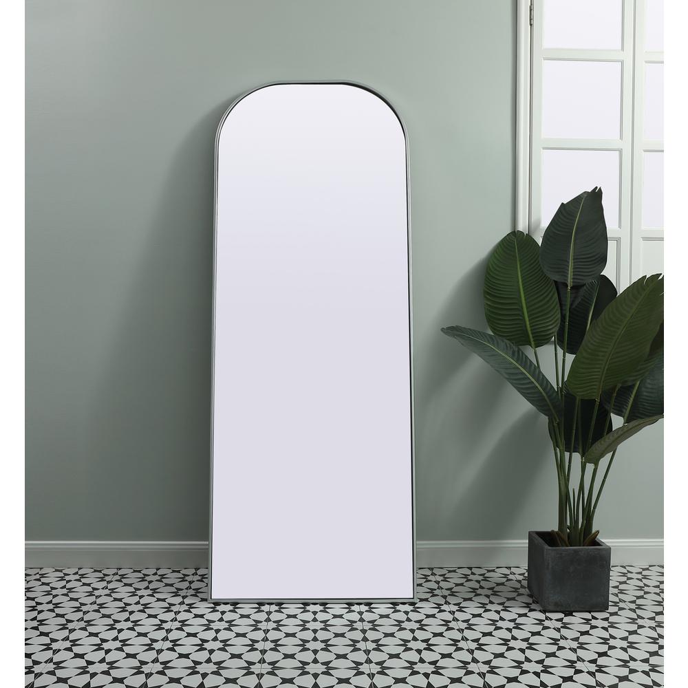 Metal Frame Arch Full Length Mirror 28x74 Inch in Silver. Picture 11
