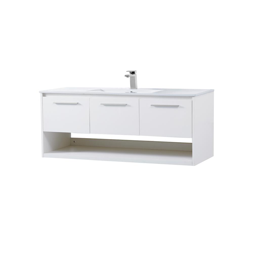 48 inch  Single Bathroom Floating Vanity in White. Picture 6