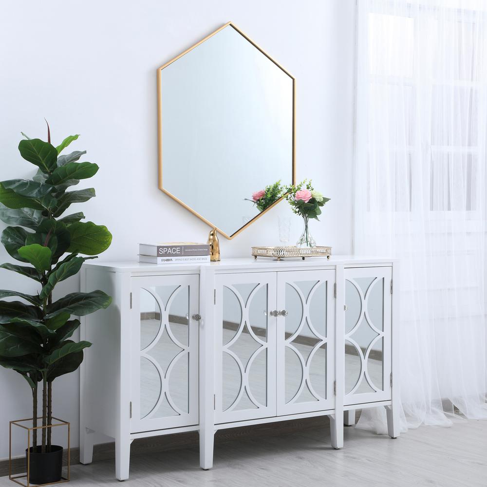 Metal frame hexagon mirror 30 inch in Brass. Picture 3