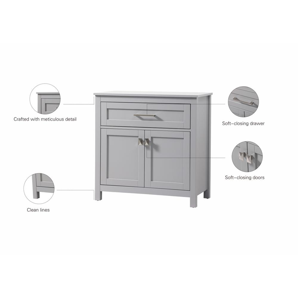 30 Inch Wide Bathroom Storage Freestanding Cabinet In Grey. Picture 11