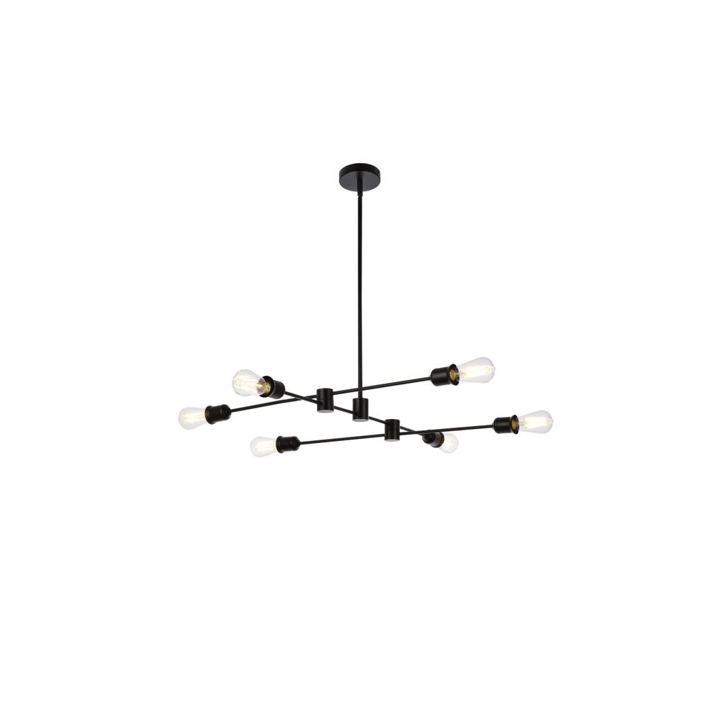 Xavier 6 lights pendant in black. Picture 1