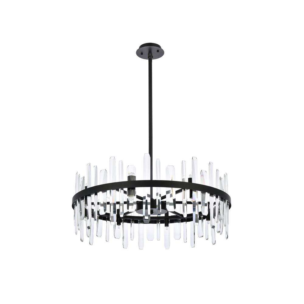 Serena 32 inch crystal round chandelier in black. Picture 6