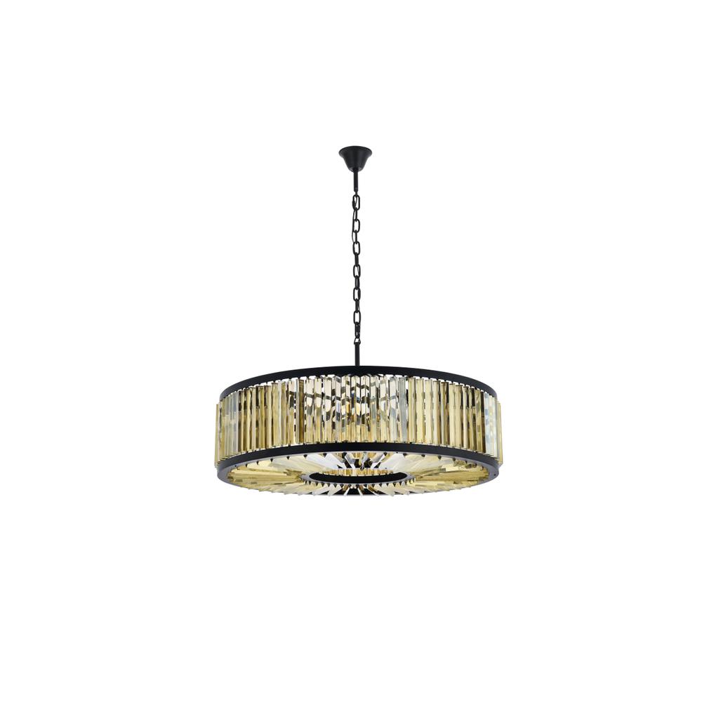 Chelsea 10 light Matte Black Chandelier Golden Teak (Smoky) Royal Cut Crystal. Picture 6