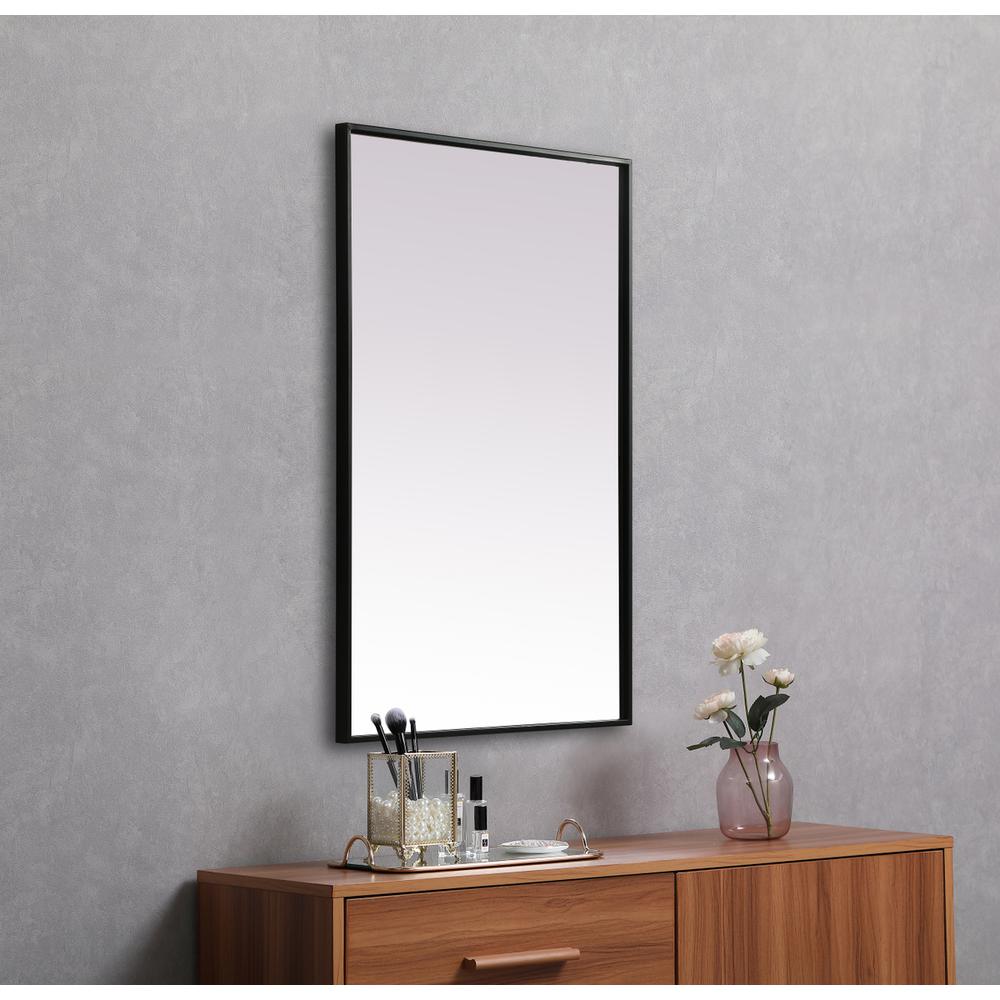 Metal Frame Rectangle Mirror 24x36 Inch in Black. Picture 4