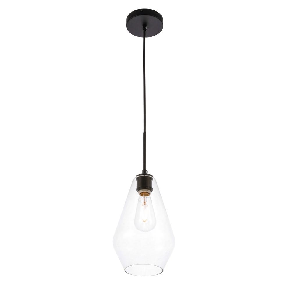Gene 1 light Black and Clear glass pendant. Picture 7