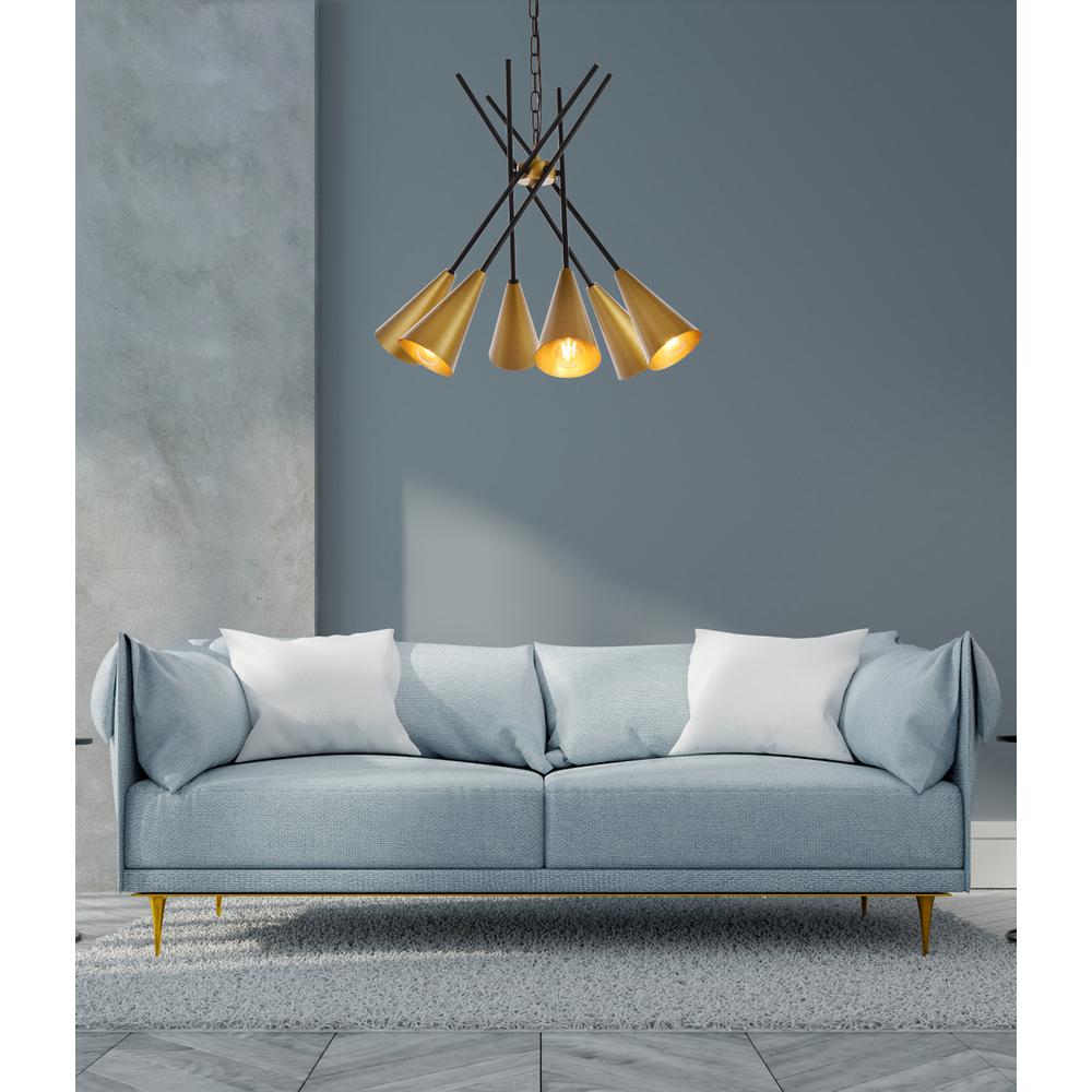Casen 32 inch pendant in black and brass. Picture 7