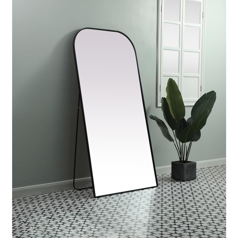Metal Frame Arch Full Length Mirror 35x72 Inch in Black. Picture 2