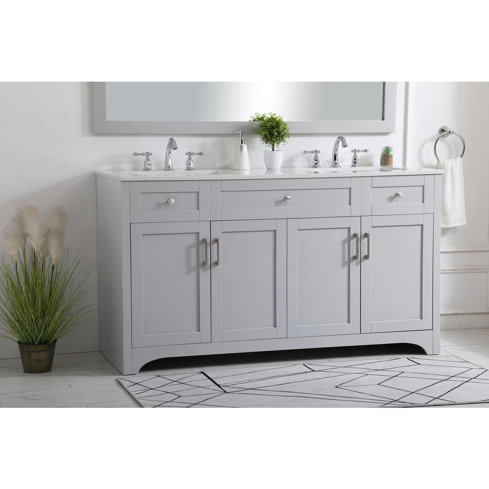 60 inch Double Bathroom Vanity in Grey. Picture 2