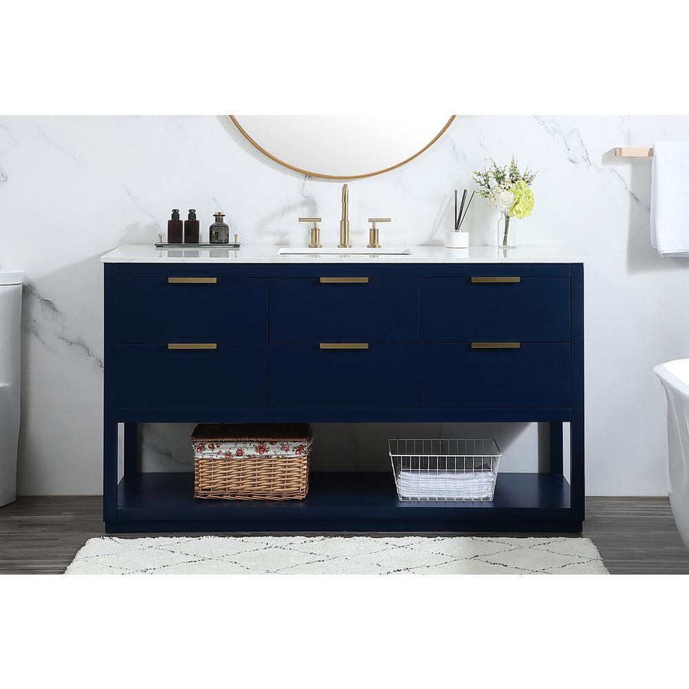 60 inch Single bathroom vanity in blue. Picture 14