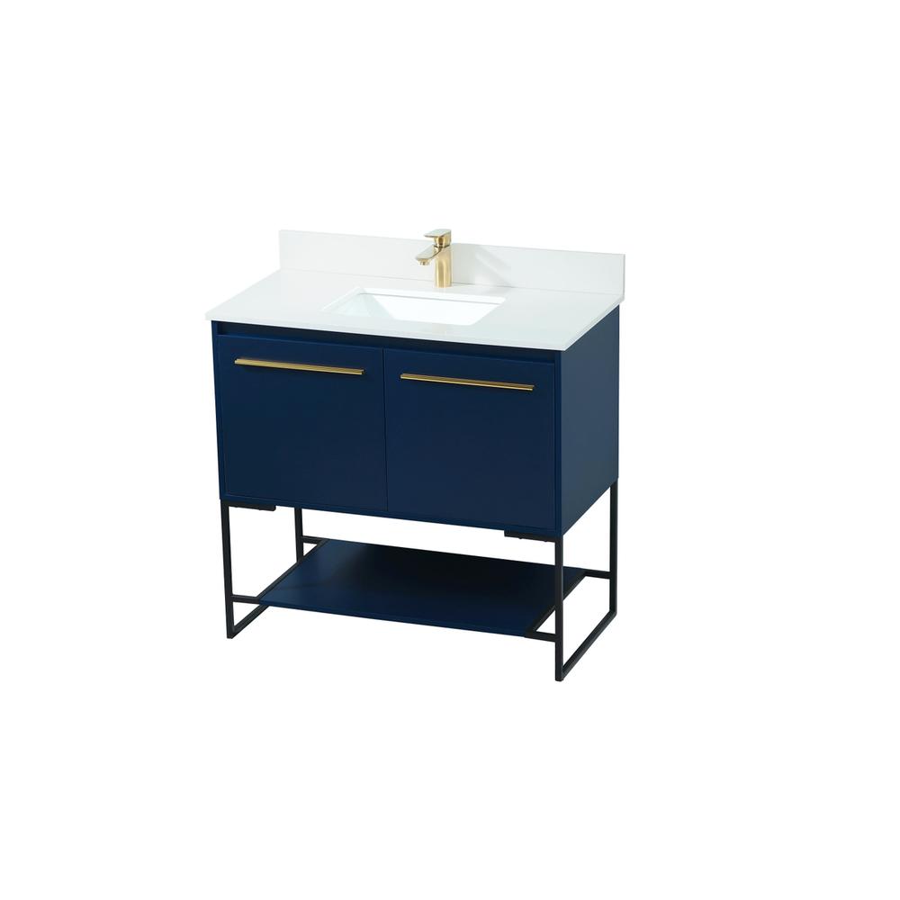 36 inch Single bathroom vanity in blue with backsplash. Picture 8