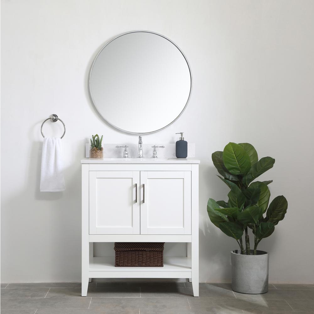 30 inch Single Bathroom Vanity in White with Backsplash. Picture 6