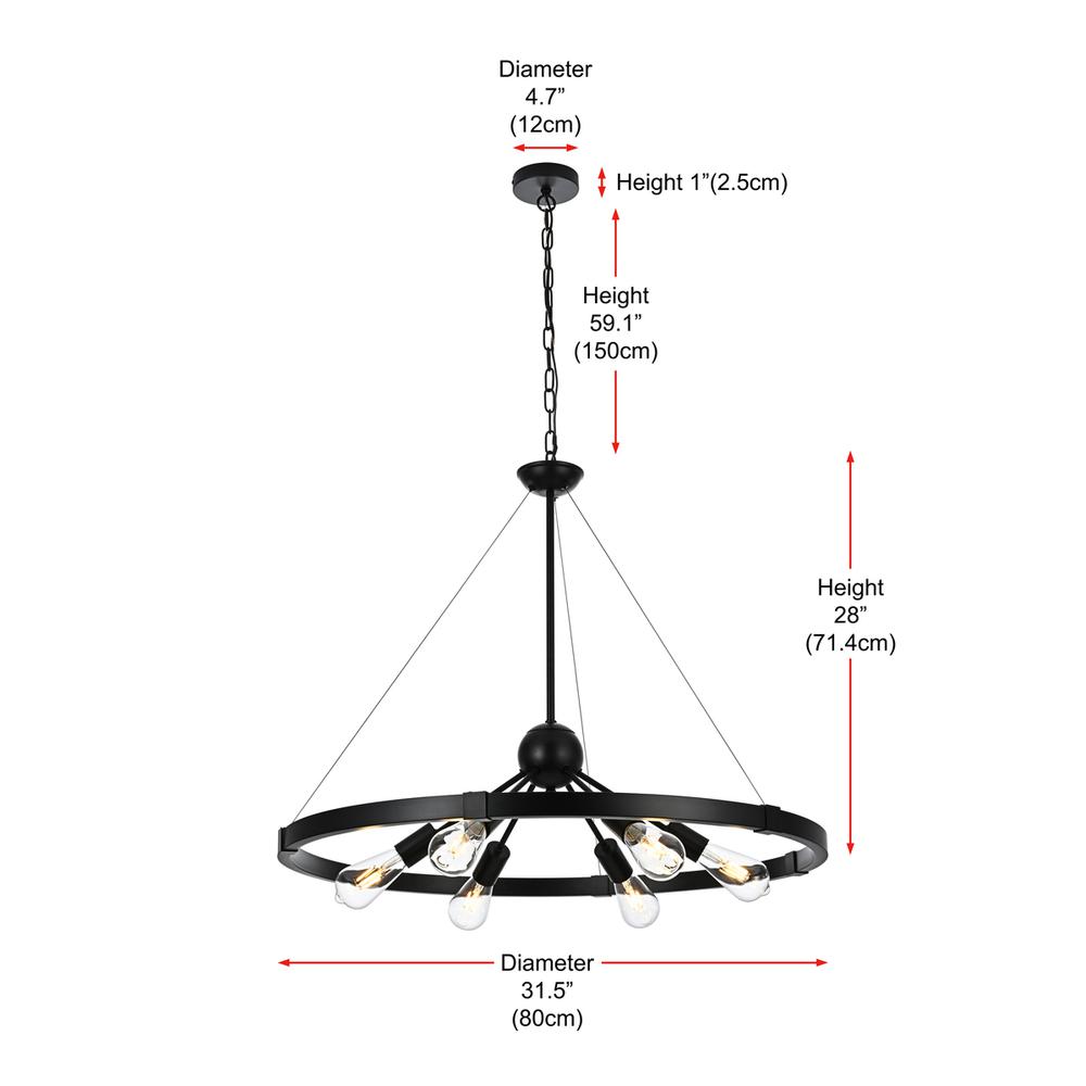 Thora 32 inch Pendant Light in Black. Picture 8