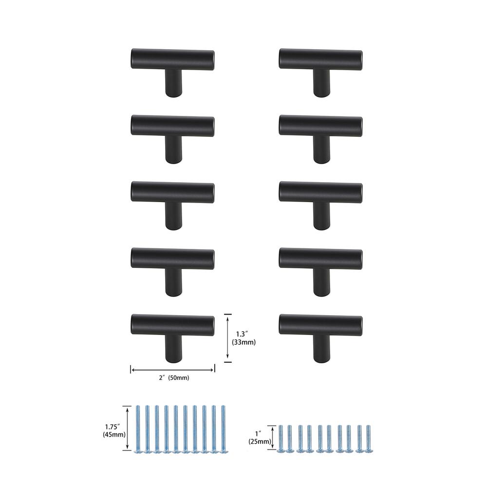 Quinn Matte Black T Bar Pull Multipack (set of 10). Picture 5