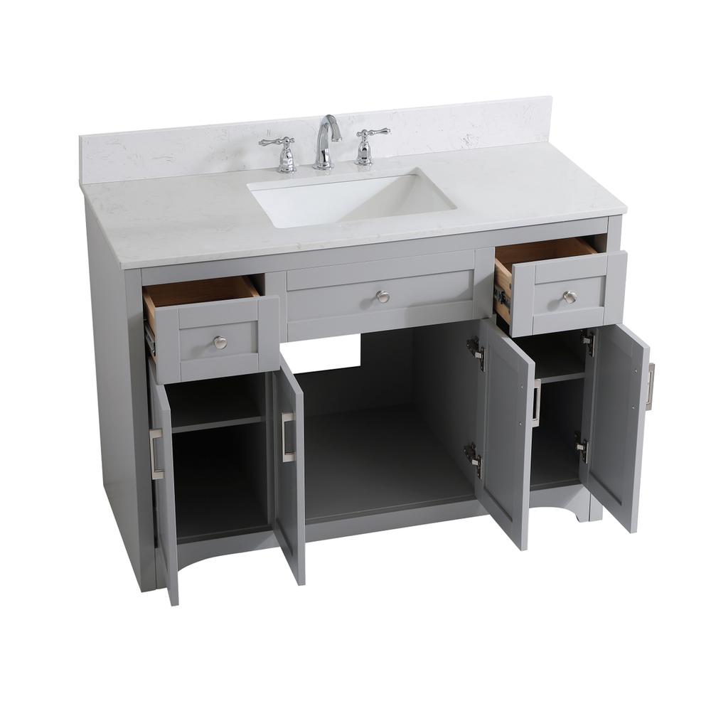 48 inch Single Bathroom Vanity in Grey with Backsplash. Picture 10