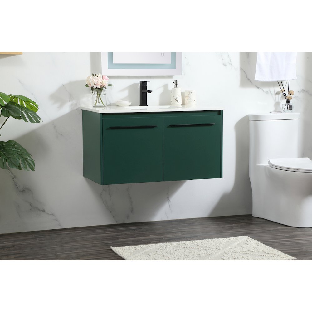 36 Inch Single Bathroom Vanity In Green. Picture 3