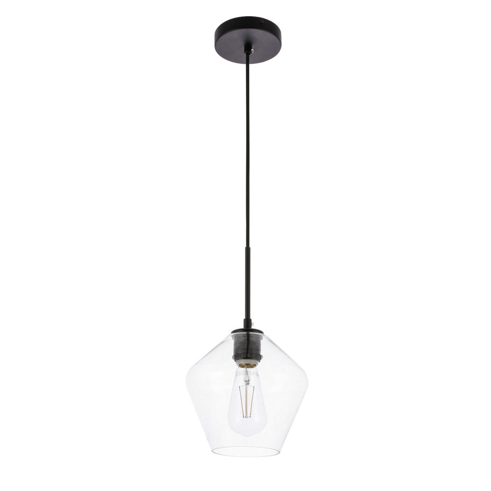 Gene 1 light Black and Clear glass pendant. Picture 6