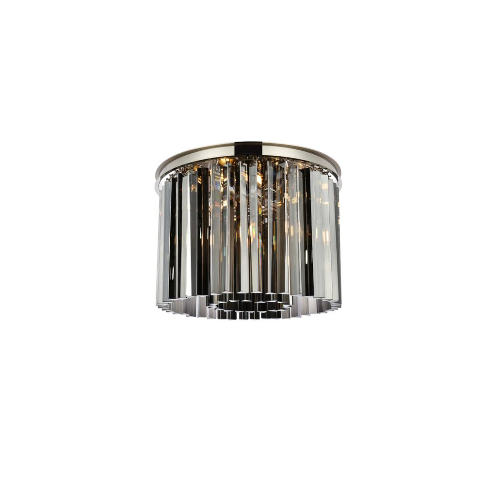 Sydney 6 light polished nickel Flush Mount Silver Shade (Grey) Royal Cut Crystal. Picture 1