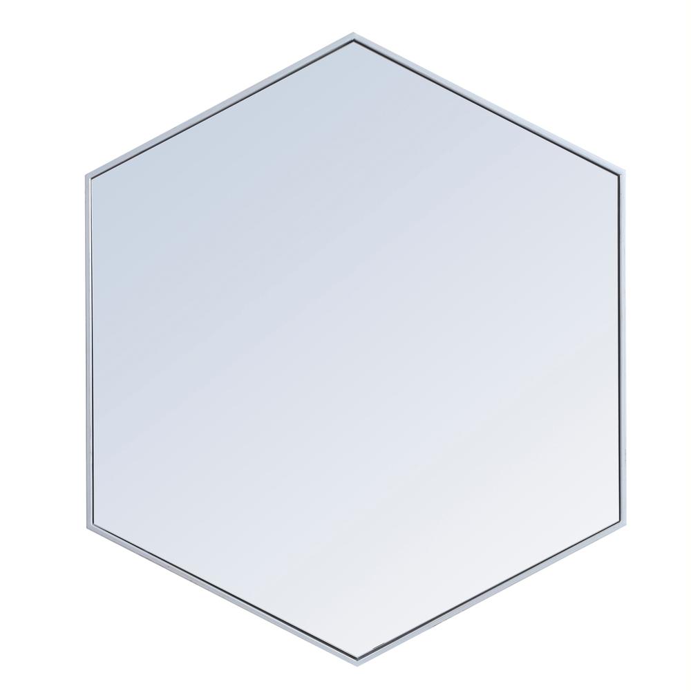 Metal frame hexagon mirror 41 inch in silver. Picture 1