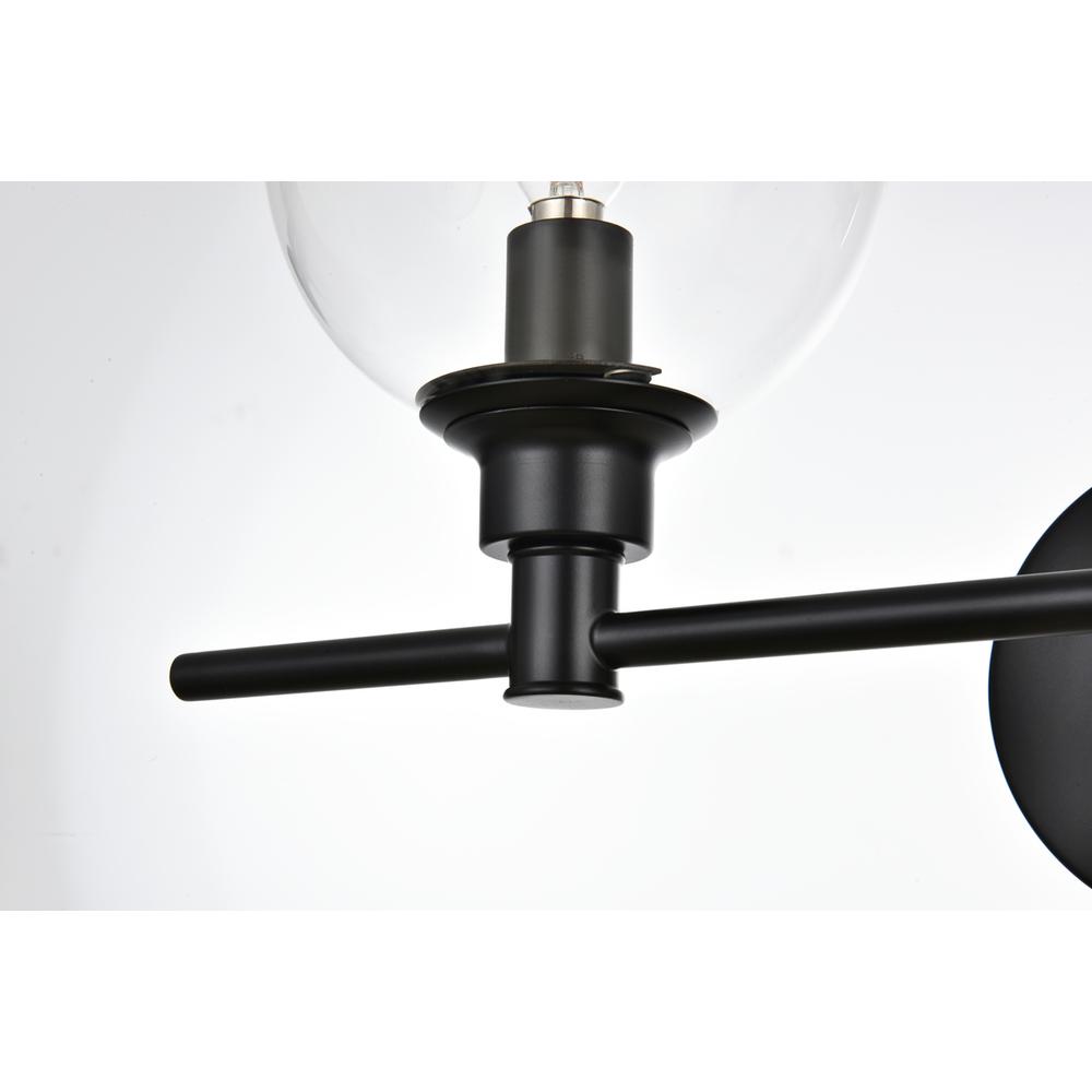 Jaelynn 2 light Black and Clear Bath Sconce. Picture 4