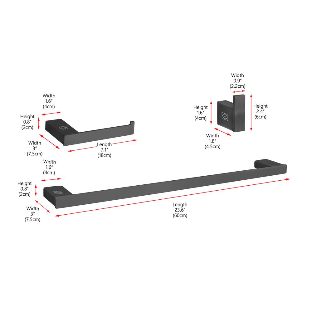 Sofia 3-Piece Bathroom Hardware Set in Matte Black. Picture 9