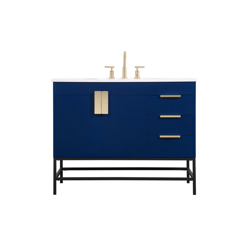 42 inch Single bathroom vanity in blue. Picture 1