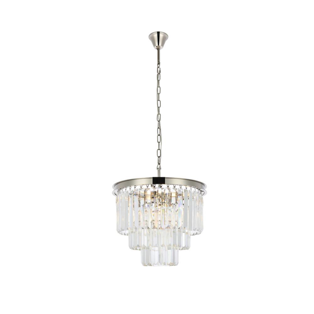 Sydney 9 light polished nickel Chandelier Clear Royal Cut Crystal. Picture 1