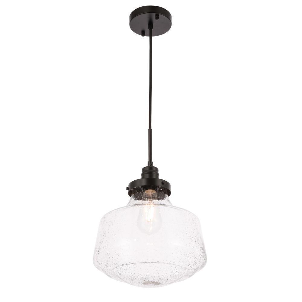 Lyle 1 light Black and Clear seeded glass pendant. Picture 6