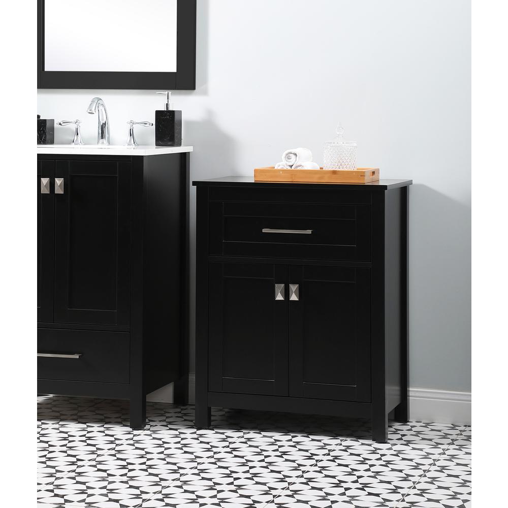 24 Inch Wide Bathroom Storage Freestanding Cabinet In Black. Picture 9