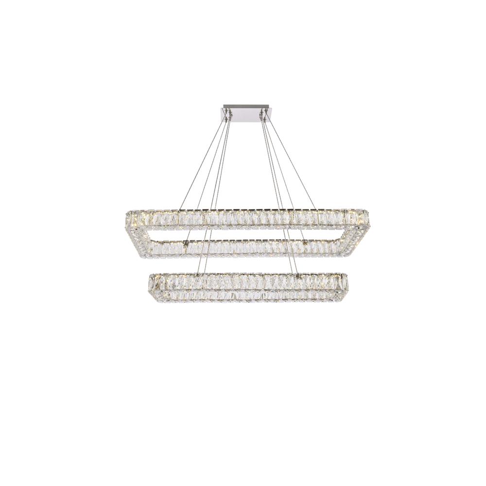 Monroe 42 inch LED double rectangle pendant in chrome. Picture 1