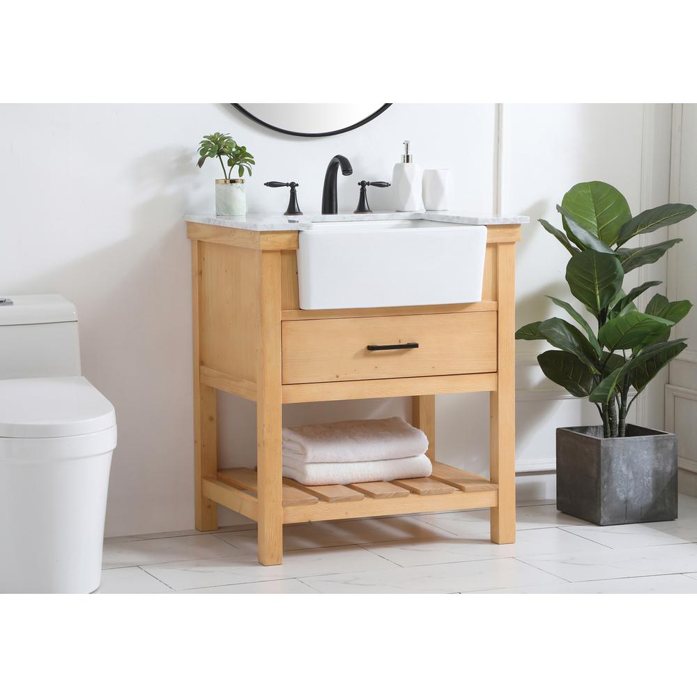 30 inch Single bathroom vanity in natural wood. Picture 2