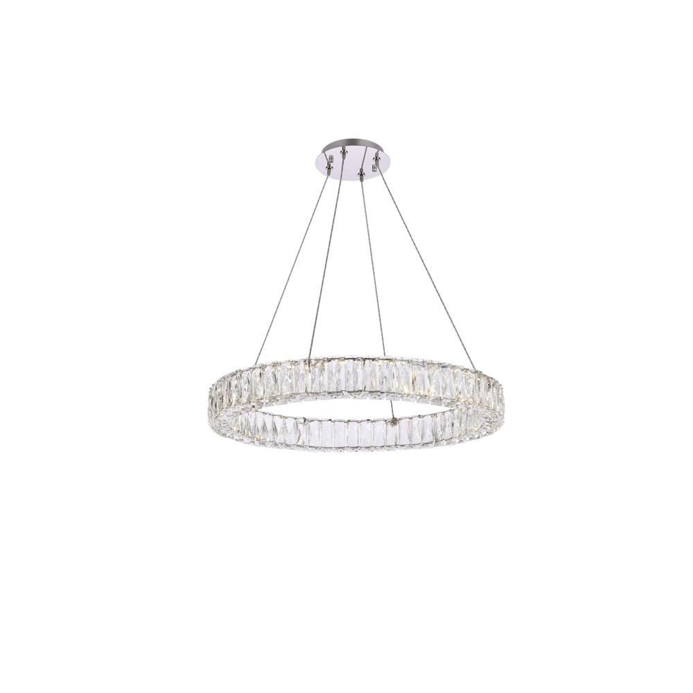 Monroe 26 inch LED round Single pendant in chrome. Picture 1