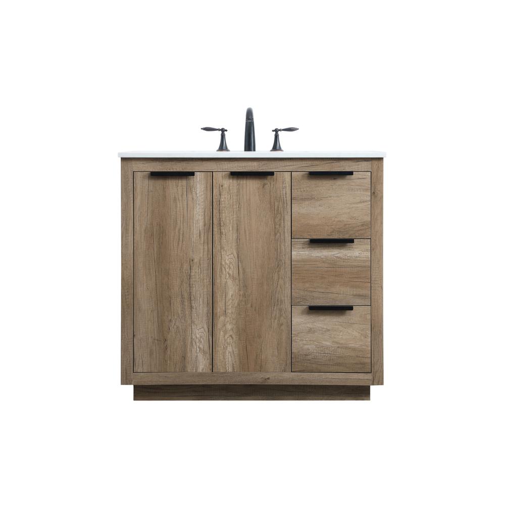 36 Inch SIngle Bathroom Vanity In Natural Oak. Picture 1