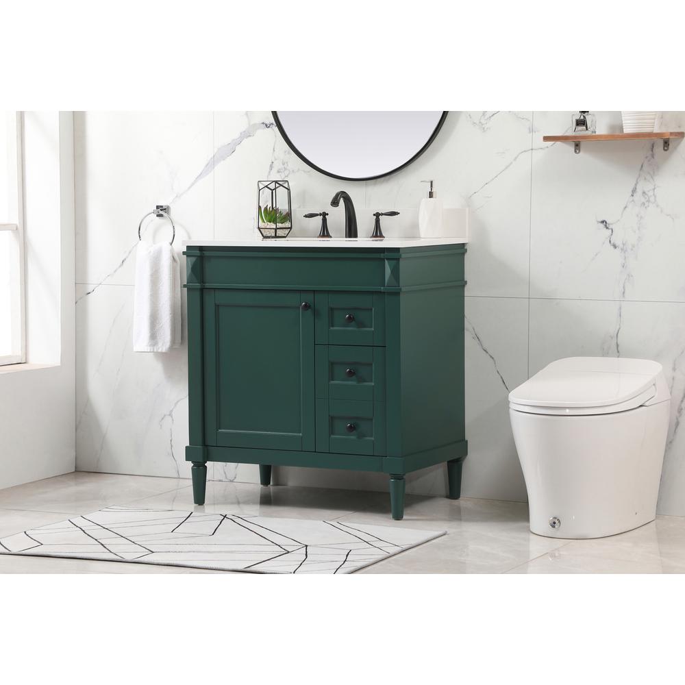 32 inch Single bathroom vanity in green with backsplash. Picture 2