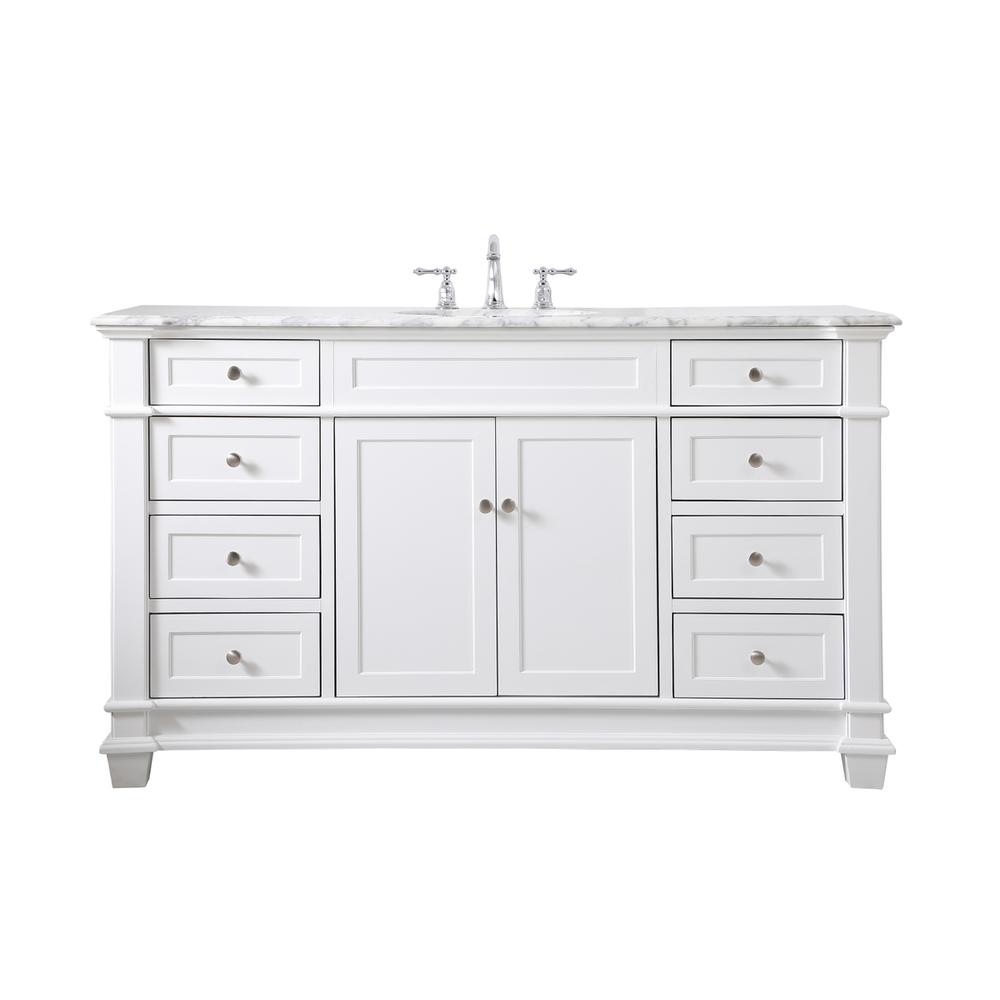 60 inch Single Bathroom Vanity set in White. Picture 1