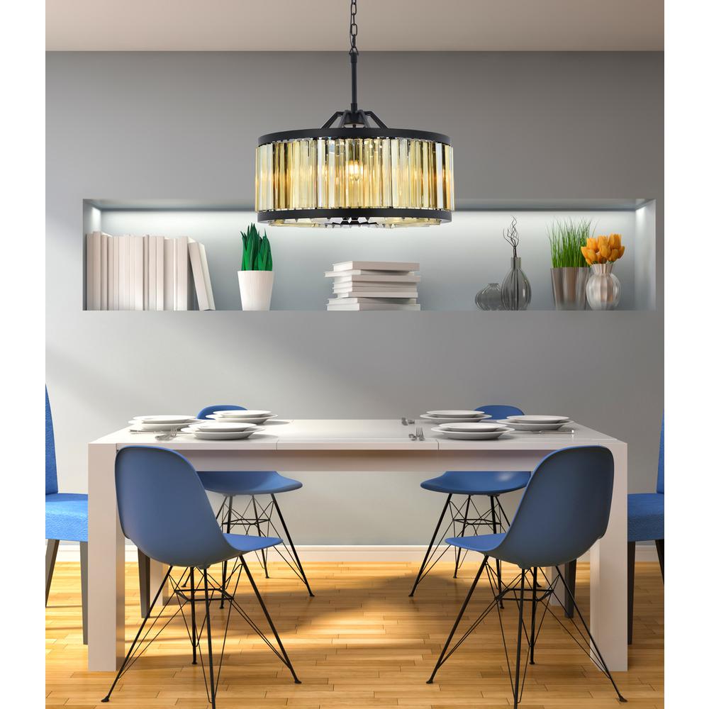 Chelsea 8 light Matte Black Chandelier Golden Teak (Smoky) Royal Cut Crystal. Picture 8