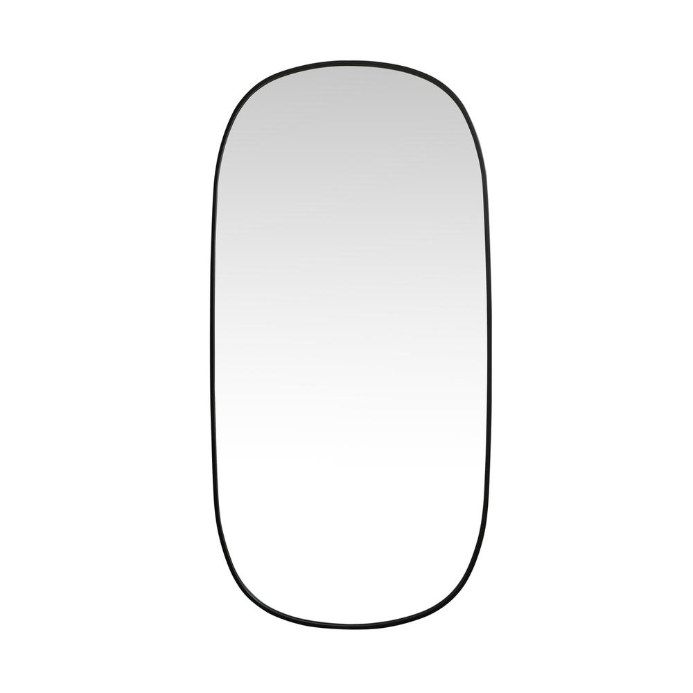 Metal Frame Oval Mirror 30x60 Inch in Black. Picture 1