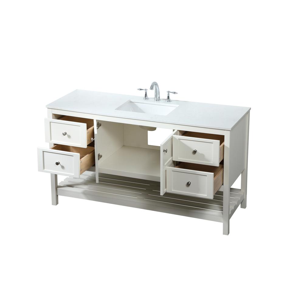 60 inch Single bathroom vanity in white. Picture 9