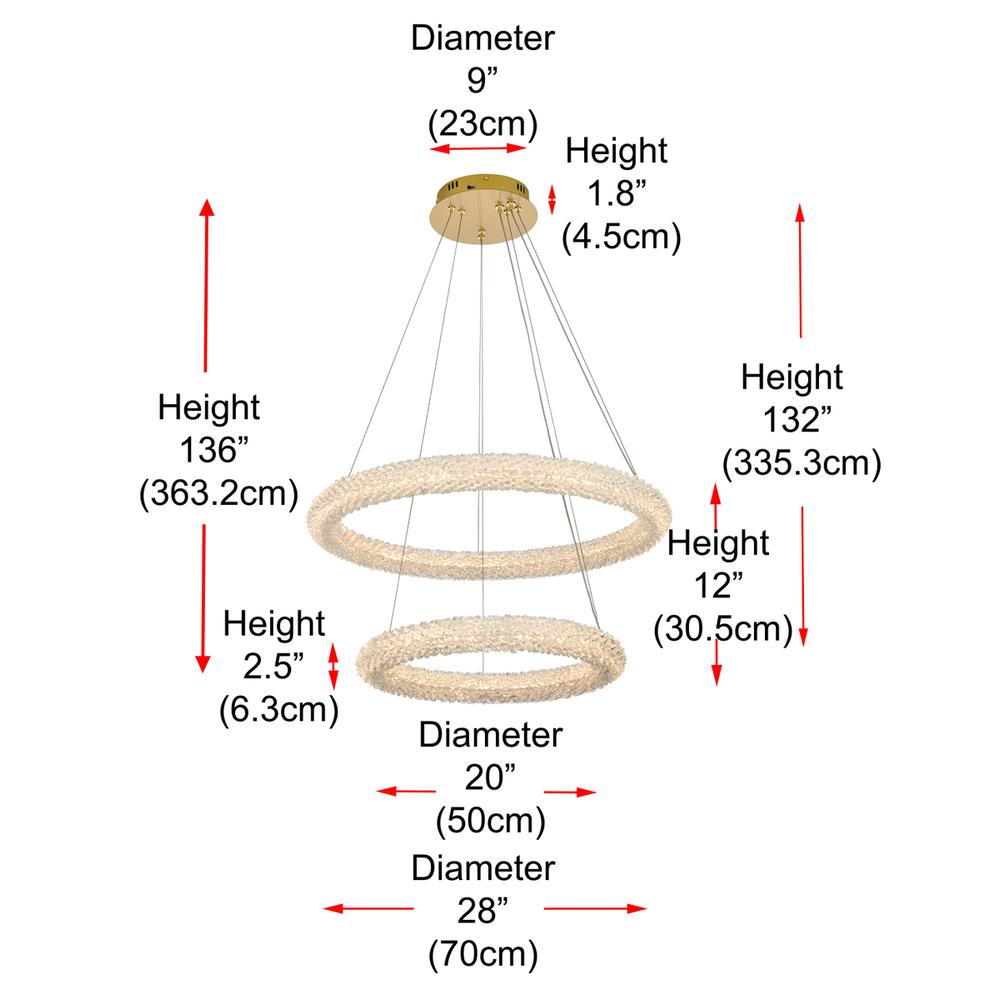 Bowen 28 inch Adjustable LED Chandelier in Satin Gold. Picture 10