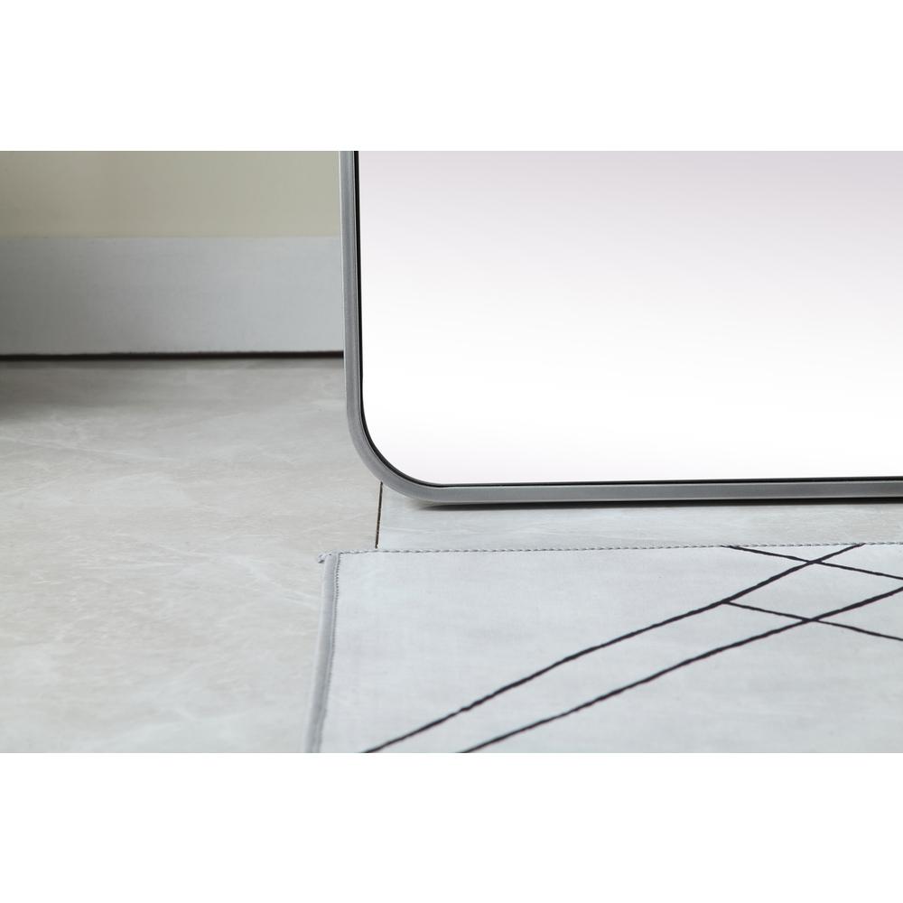 Soft Corner Metal Rectangle Full Length Mirror 30x60 Inch in Silver. Picture 5